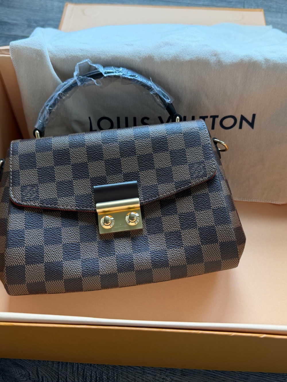 Pre-loved Louis Vuitton Damier Ebene Mini Top-Handle Bag - Brown & Gold